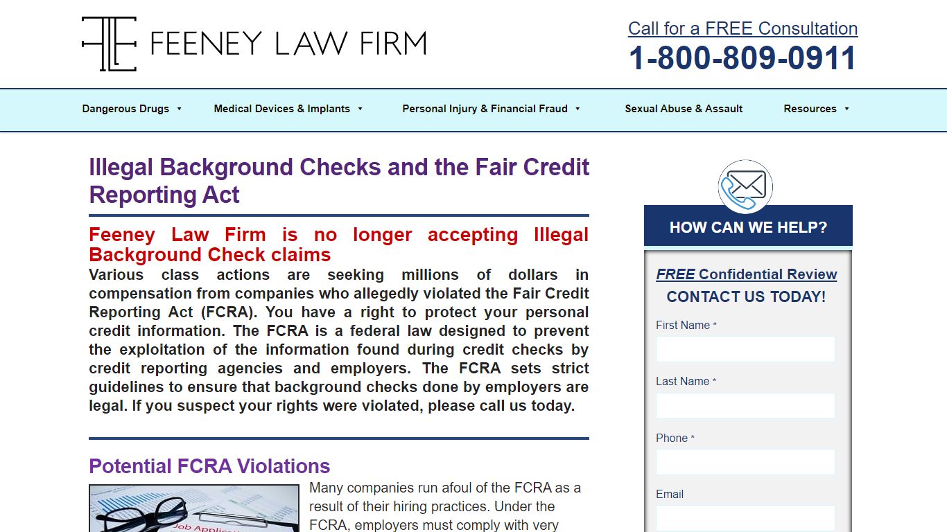 Illegal Background Checks Lawsuit - Feeney Law Firm